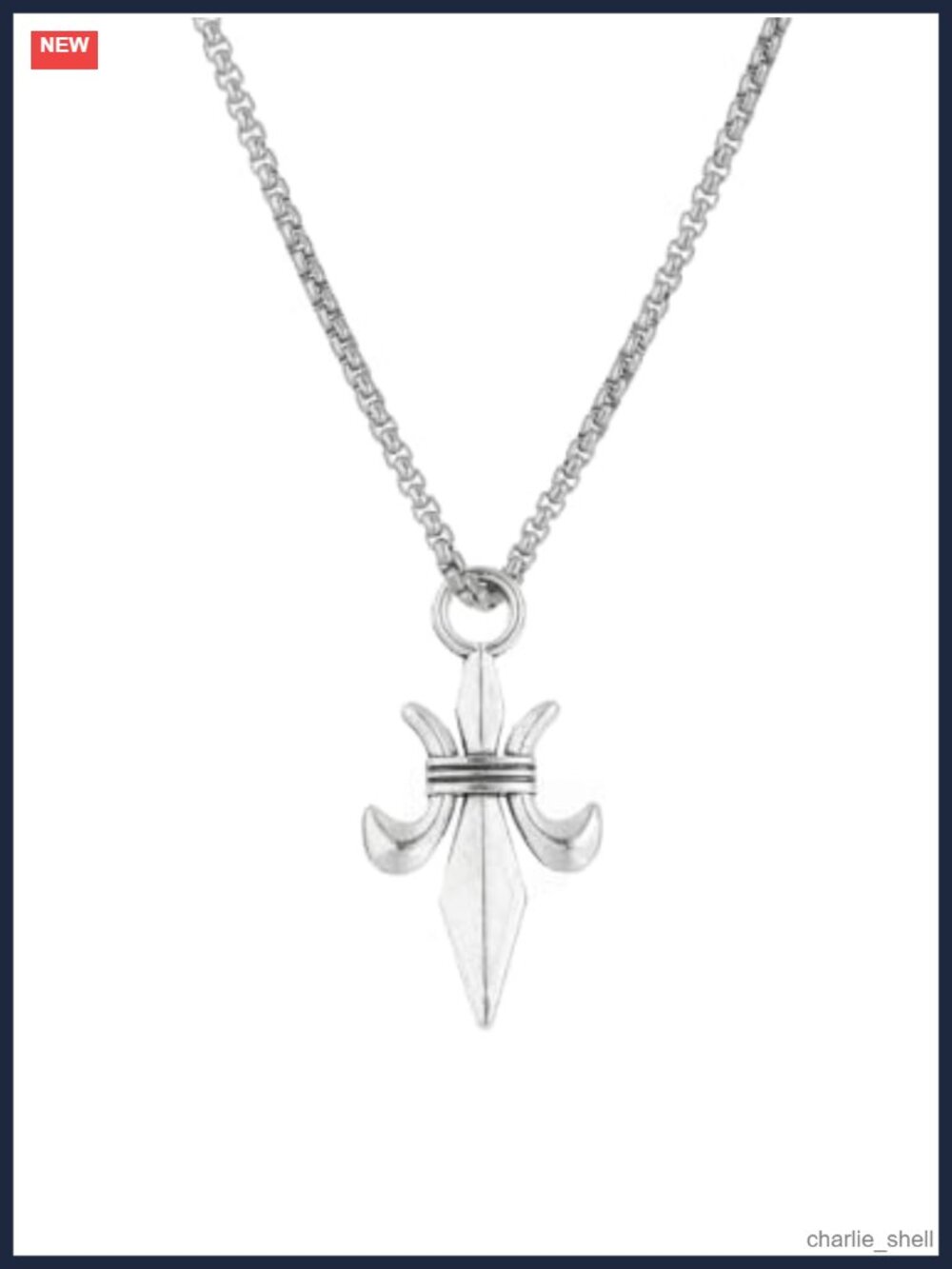 Silver Fleur-de-Lis Pendant Necklace Costume Jewelry Anime Cosplay